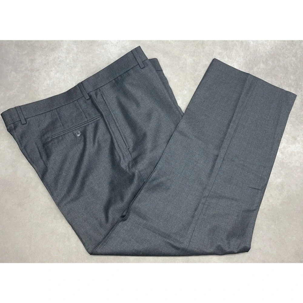 Jos A Bank Travelers Separates Men’s 40W Wool Dark Gray Dress Pants Flat Front